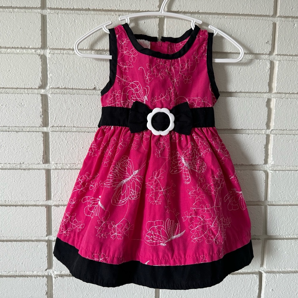 Pink and black butterfly A line Dress